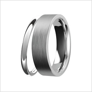 white gold, wedding ring, mens, womens, wedding band, comfort fit, modern style, d curve, curved ring