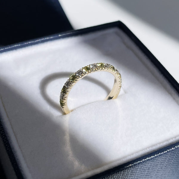 Diamond & Green Sapphire Band · Yellow Gold · 2mm · .53ct