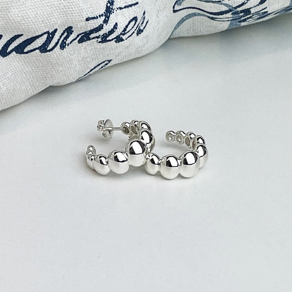 Orbit Puff Hoops · Sterling Silver