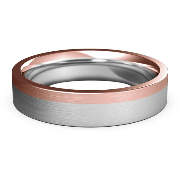 5mm white gold and rose gold ring, womens mens wedding ring, womens mens white and rose gold ring, womens mens ring, womens mens wedding band, modern wedding ring, modern wedding band, classic wedding ring, industrial ring, 10k gold, 14k gold, 18k gold