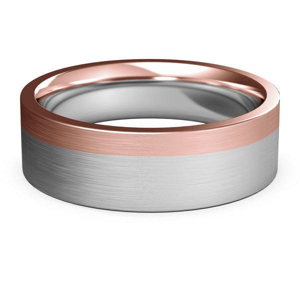 7mm white gold and rose gold ring, womens mens wedding ring, womens mens white and rose gold ring, womens mens ring, womens mens wedding band, modern wedding ring, modern wedding band, classic wedding ring, industrial ring, 10k gold, 14k gold, 18k gold