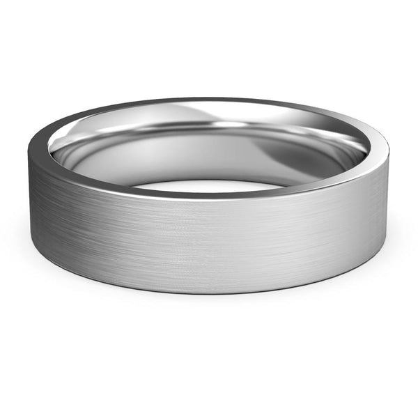 6mm White Gold Wedding Band, Ring, Brushed Finish, Rounded Polished Edges, wedding ring, Shop rings