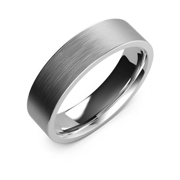 6mm White Gold Wedding Band, Ring, Brushed Finish, Rounded Polished Edges, wedding ring, Shop rings