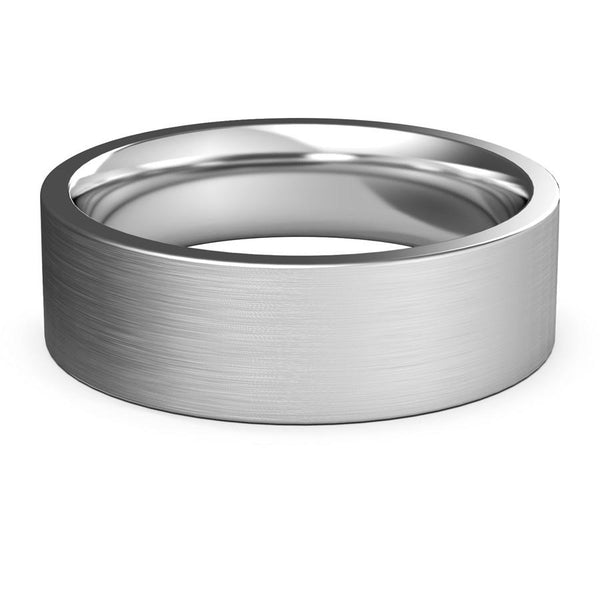 7mm White Gold Wedding Band, Ring, Brushed Finish, Rounded Polished Edges, wedding ring, Shop rings
