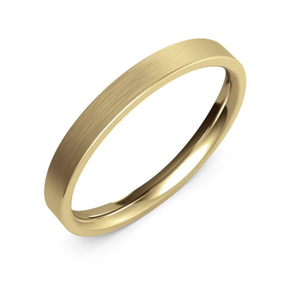 3mm Yellow Gold Wedding Ring, Textured Finish, Modern Wedding Ring, Hand Made Ring, Designer Wedding Band, Flat Edge Ring, Comfort Fit