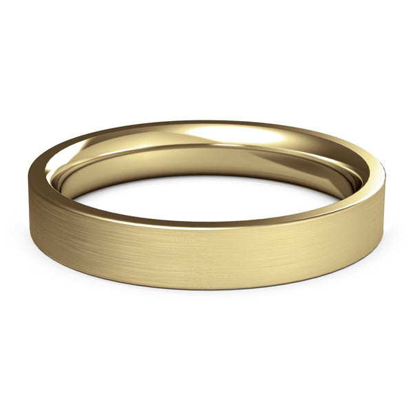 4mm Yellow Gold Wedding Ring, Textured Finish, Modern Wedding Ring, Hand Made Ring, Designer Wedding Band, Flat Edge Ring, Comfort Fit