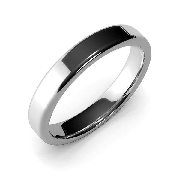 4mm White Gold Wedding Band Ring, High Polish Finish, Rounded Edges, Comfort Fit