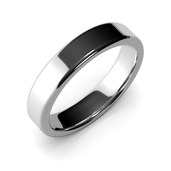5mm White Gold Wedding Band Ring, High Polish Finish, Rounded Edges, Comfort Fit