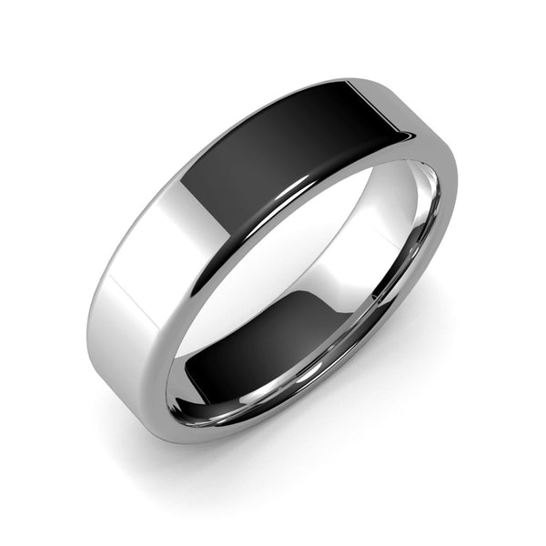6mm White Gold Wedding Band Ring, High Polish Finish, Rounded Edges, Comfort Fit