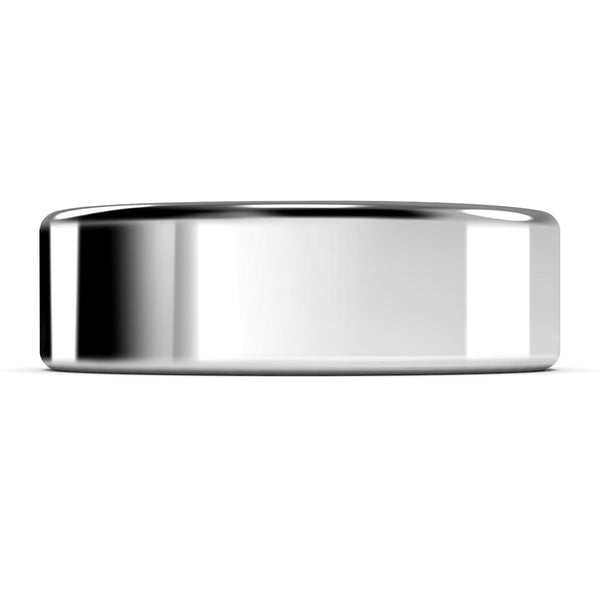 7mm White Gold Wedding Band Ring, High Polish Finish, Rounded Edges, Comfort Fit