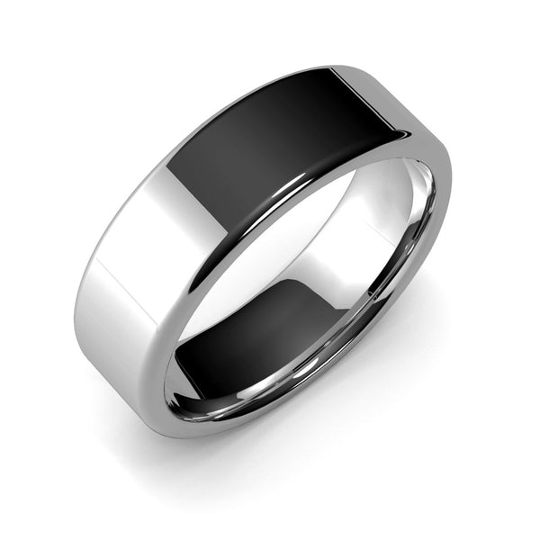 7mm White Gold Wedding Band Ring, High Polish Finish, Rounded Edges, Comfort Fit