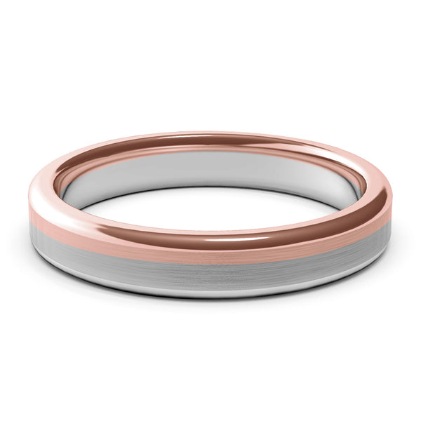4mm White Gold and Rose Gold Wedding Band Ring, Brushed Texture Finish, Modern Wedding Ring, Contemporary, Two Tone Gold, Unique Designer Ring, Comfort Fit