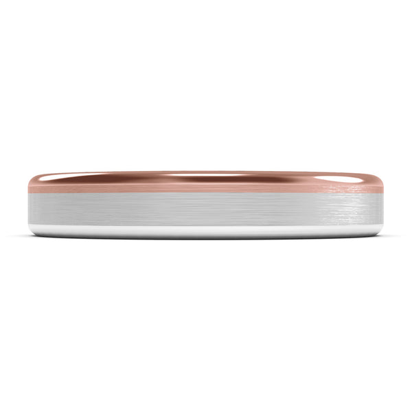 4mm White Gold and Rose Gold Wedding Band Ring, Brushed Texture Finish, Modern Wedding Ring, Contemporary, Two Tone Gold, Unique Designer Ring, Comfort Fit