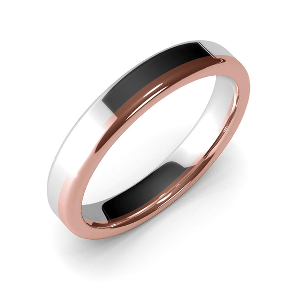 Womens Wedding Band, 4mm, White Gold, Rose Gold, Wedding Ring, Polished Finish, Modern Wedding Ring, Contemporary, Two Tone Gold, Unique Designer Ring, Luxury Ring, Comfort Fit
