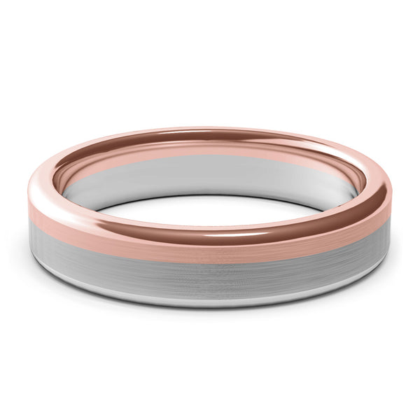 5mm White Gold and Rose Gold Wedding Band Ring, Brushed Texture Finish, Modern Wedding Ring, Contemporary, Two Tone Gold, Unique Designer Ring, Comfort Fit