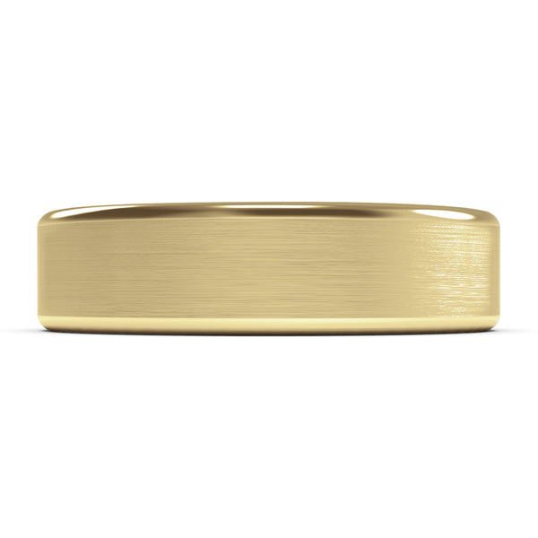 6mm Yellow Gold Wedding Band Ring, Brushed Texture Finish, Modern, Contemporary, Mens Ring, Comfort Fit