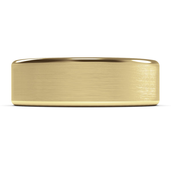 7mm Yellow Gold Wedding Band Ring, Brushed Texture Finish, Modern, Contemporary, Mens Ring, Comfort Fit