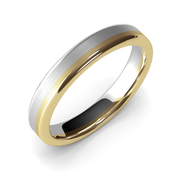 4mm White Gold and Yellow Gold Wedding Ring, Textured Finish, Modern Wedding Ring, Hand Made Ring, Two Tone Gold, Designer Wedding Band, Comfort Fit