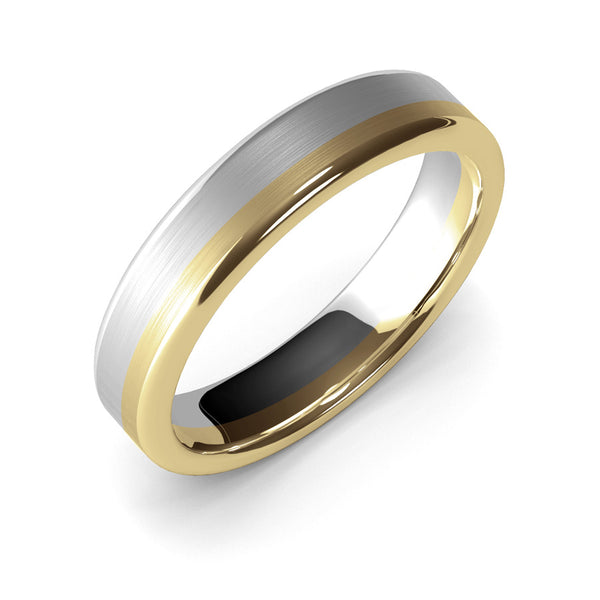 5mm White Gold and Yellow Gold Wedding Ring, Textured Finish, Modern Wedding Ring, Hand Made Ring, Two Tone Gold, Designer Wedding Band, Comfort Fit