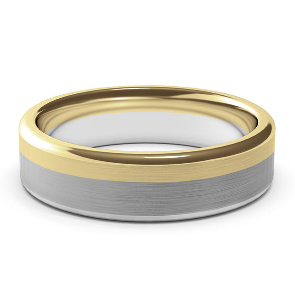 6mm White Gold and Yellow Gold Wedding Ring, Matte Finish, Modern Wedding Ring, Hand Made Ring, Two Tone Gold, Unique Designer Ring, Comfort Fit