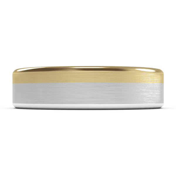 6mm White Gold and Yellow Gold Wedding Ring, Matte Finish, Modern Wedding Ring, Hand Made Ring, Two Tone Gold, Unique Designer Ring, Comfort Fit