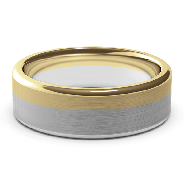7mm White Gold and Yellow Gold Wedding Ring, Matte Finish, Modern Wedding Ring, Hand Made Ring, Two Tone Gold, Unique Designer Ring, Comfort Fit