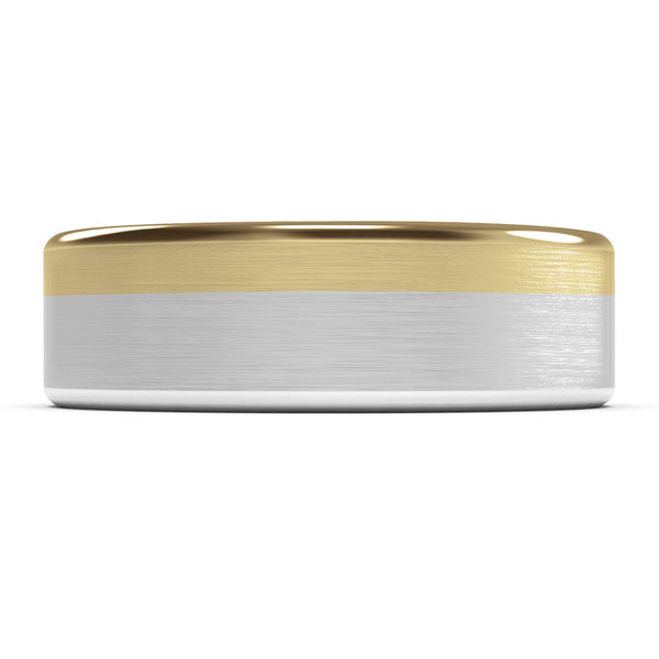 7mm White Gold and Yellow Gold Wedding Ring, Matte Finish, Modern Wedding Ring, Hand Made Ring, Two Tone Gold, Unique Designer Ring, Comfort Fit