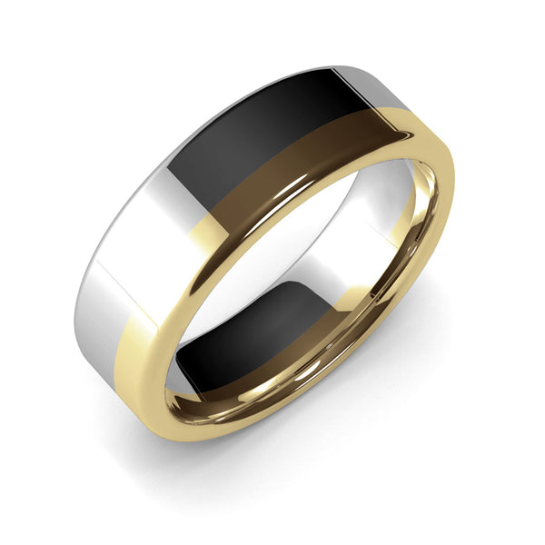 Mens Wedding Ring, 7mm,  Large Ring, White Gold, Yellow Gold , Polished Finish, Modern Wedding Ring, Hand Made Ring, Two Tone Gold, Designer Wedding Band, Comfort Fit, Luxury Ring