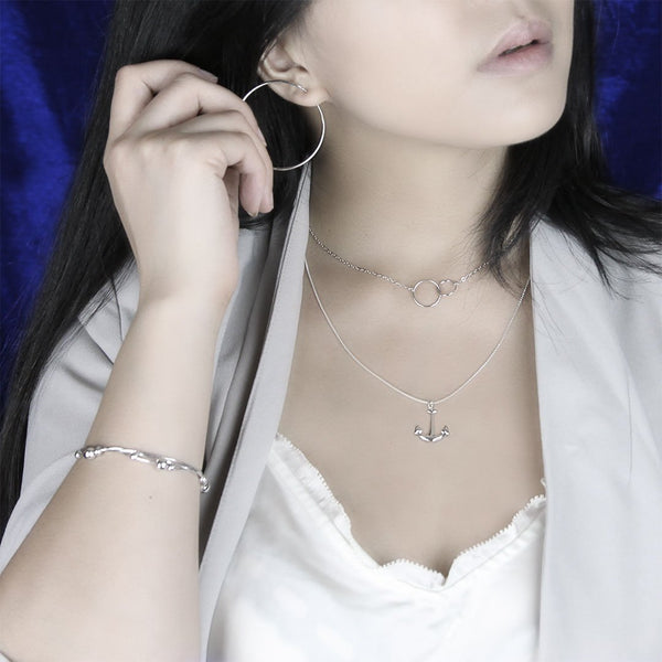 Anchor necklace, anchor statement necklace, anchor pendant, sterling silver pendant, nautical jewelry, nautical pendant, nautical necklace.