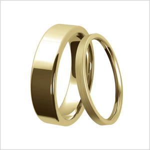 wedding rings, yellow gold, classic, mens ring, bridal, flat ring, flat round, handmade