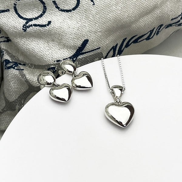 Puff Heart Drops · Sterling Silver