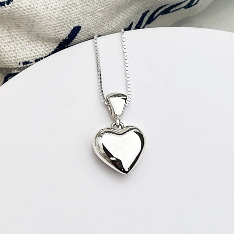 Puff Heart Pendant · Sterling Silver