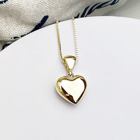 Puff Heart Pendant - Solid Gold