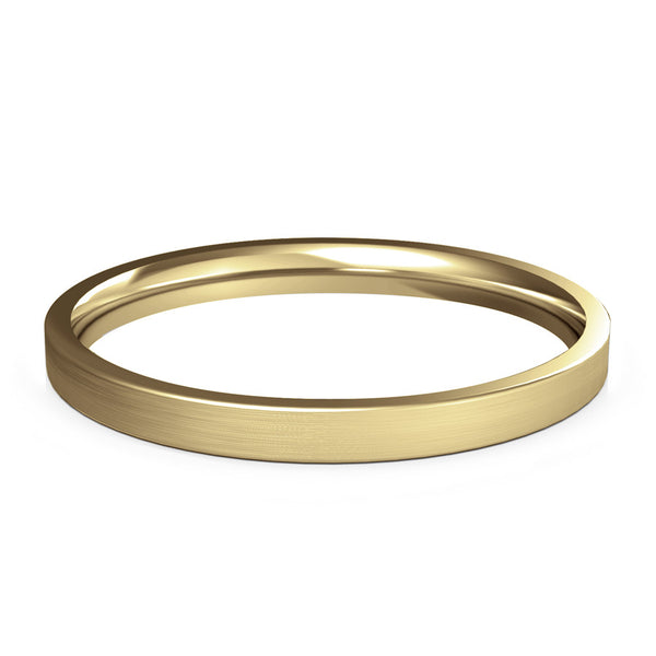 2mm Yellow Gold Wedding Ring, Textured Finish, Modern Wedding Ring, Hand Made Ring, Designer Wedding Band, Flat Edge Ring, Comfort Fit