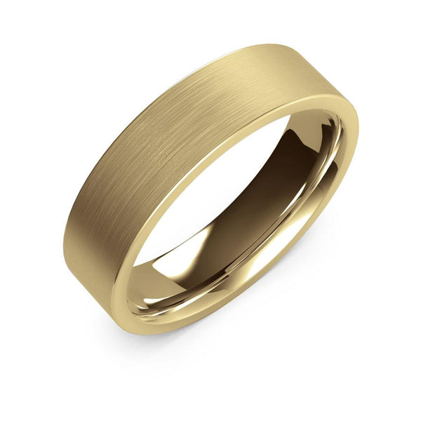 5mm Yellow Gold Wedding Ring, Textured Finish, Modern Wedding Ring, Hand Made Ring, Designer Wedding Band, Flat Edge Ring, Mens Ring, Comfort Fit