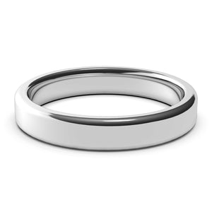 4mm White Gold Wedding Band Ring, High Polish Finish, Rounded Edges, Comfort Fit