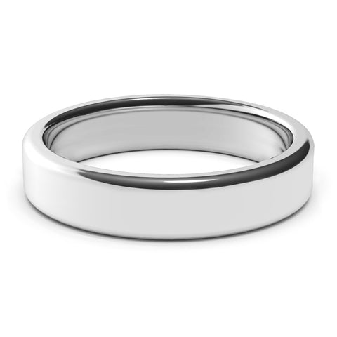 5mm White Gold Wedding Band Ring, High Polish Finish, Rounded Edges, Comfort Fit