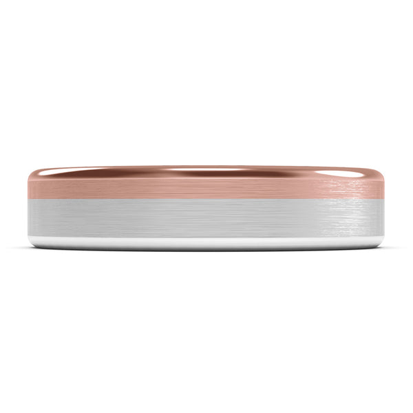 5mm White Gold and Rose Gold Wedding Band Ring, Brushed Texture Finish, Modern Wedding Ring, Contemporary, Two Tone Gold, Unique Designer Ring, Comfort Fit