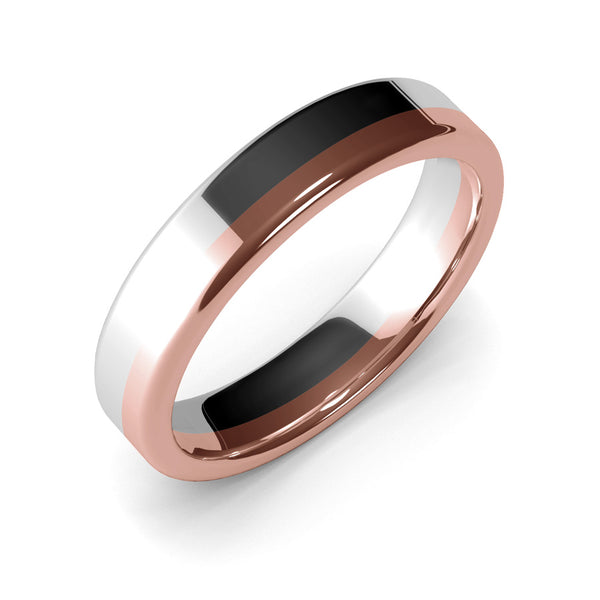 Womens Wedding Band, 5mm, White Gold, Rose Gold, Wedding Ring, Polished Finish, Modern Wedding Ring, Contemporary, Two Tone Gold, Unique Designer Ring, Luxury Ring, Comfort Fit