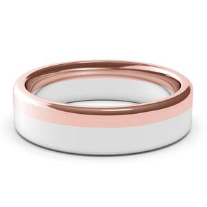 Mens Wedding Band, 6mm, White Gold, Rose Gold, Wedding Ring, Polished Finish, Modern Wedding Ring, Contemporary, Two Tone Gold, Unique Designer Ring, Luxury Ring, Comfort Fit