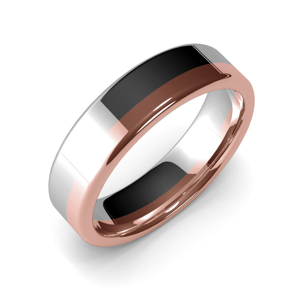 Mens Wedding Band, 6mm, White Gold, Rose Gold, Wedding Ring, Polished Finish, Modern Wedding Ring, Contemporary, Two Tone Gold, Unique Designer Ring, Luxury Ring, Comfort Fit