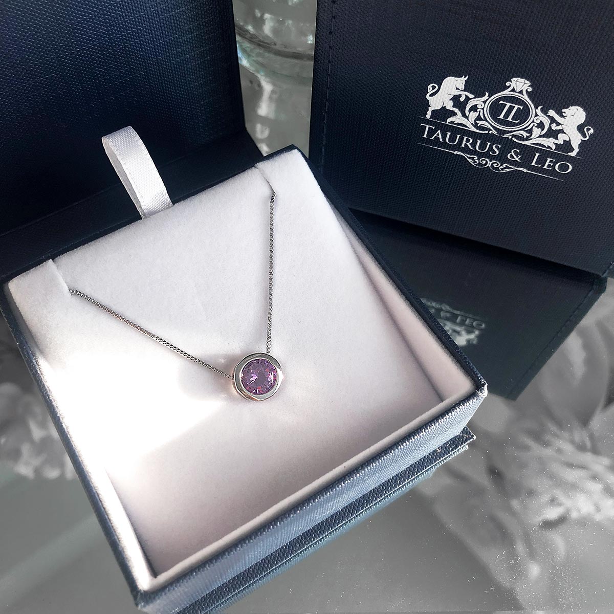 necklace, silver necklace, charm necklace, sterling silver necklace, box link chain, amethyst necklace
